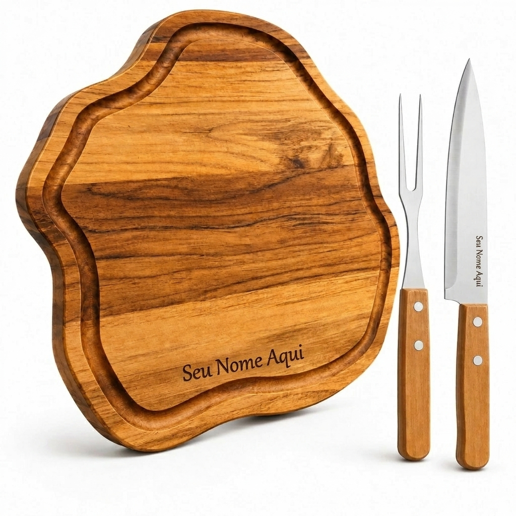 ✅ Kit Churrasco Tábua Faca e Garfo