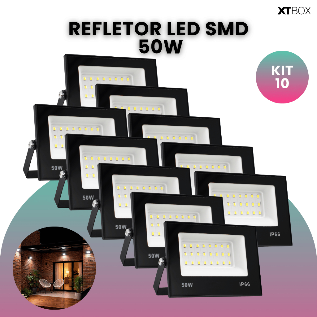 ✅ Kit 10 Refletores LED Holofote Bivolt