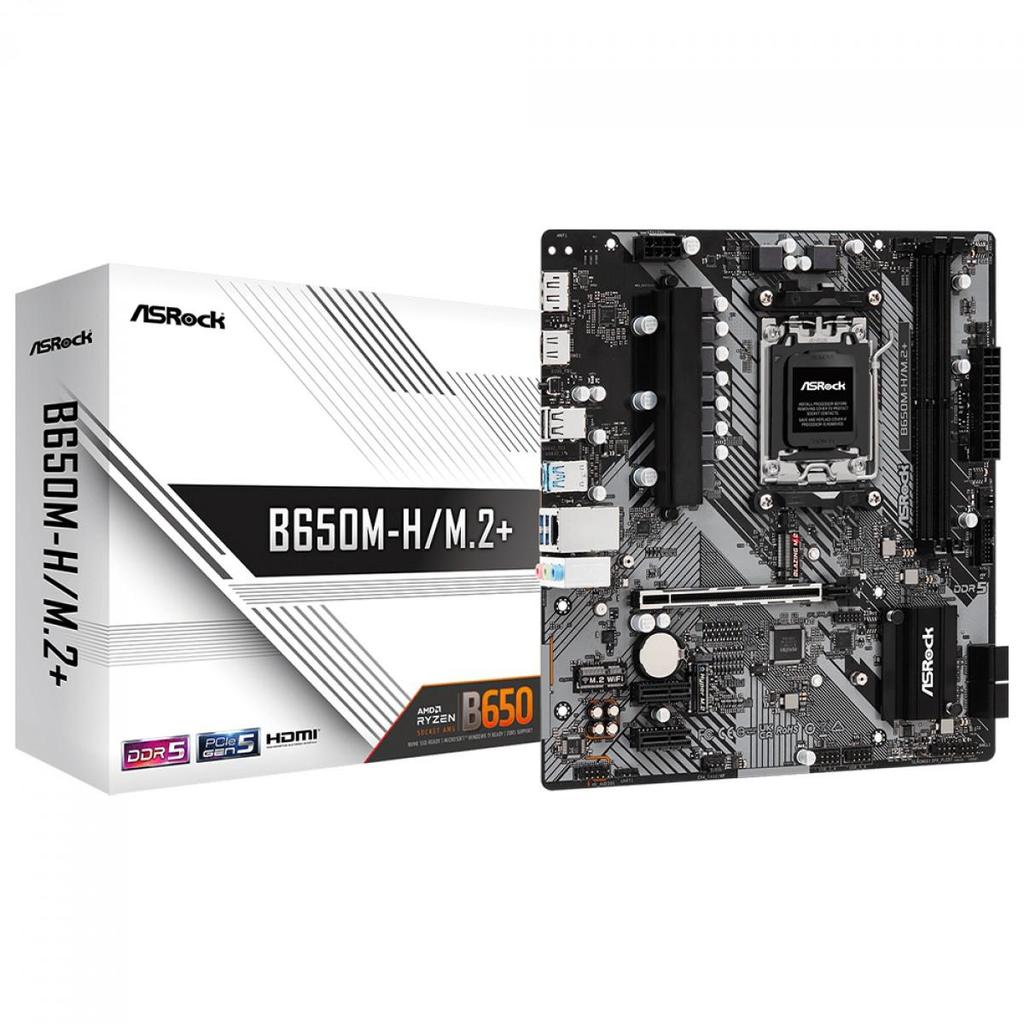 🔥 Placa Mãe ASRock B650M-H/M.2+, Chipset B650, AMD AM5, mATX, DDR5