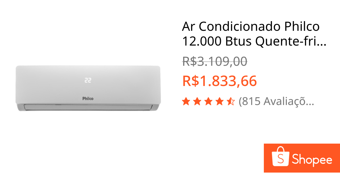 Ar Condicionado Philco 12.000 Btus Quente-frio Pac12qi 220v