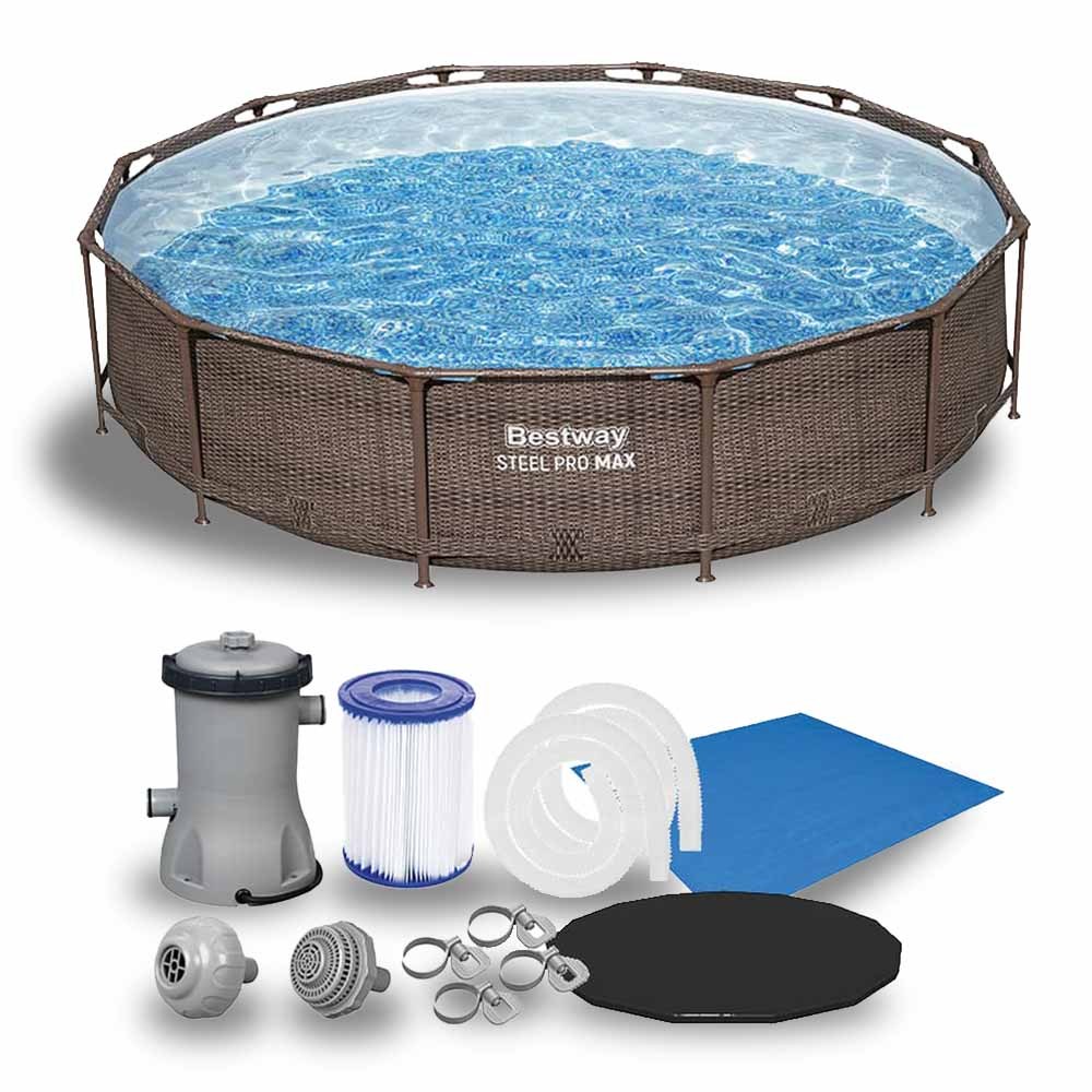 Piscina Estrutural 6.473 Litros Deluxe Circular + Bomba Filtrante + Capa + Forro Bestway