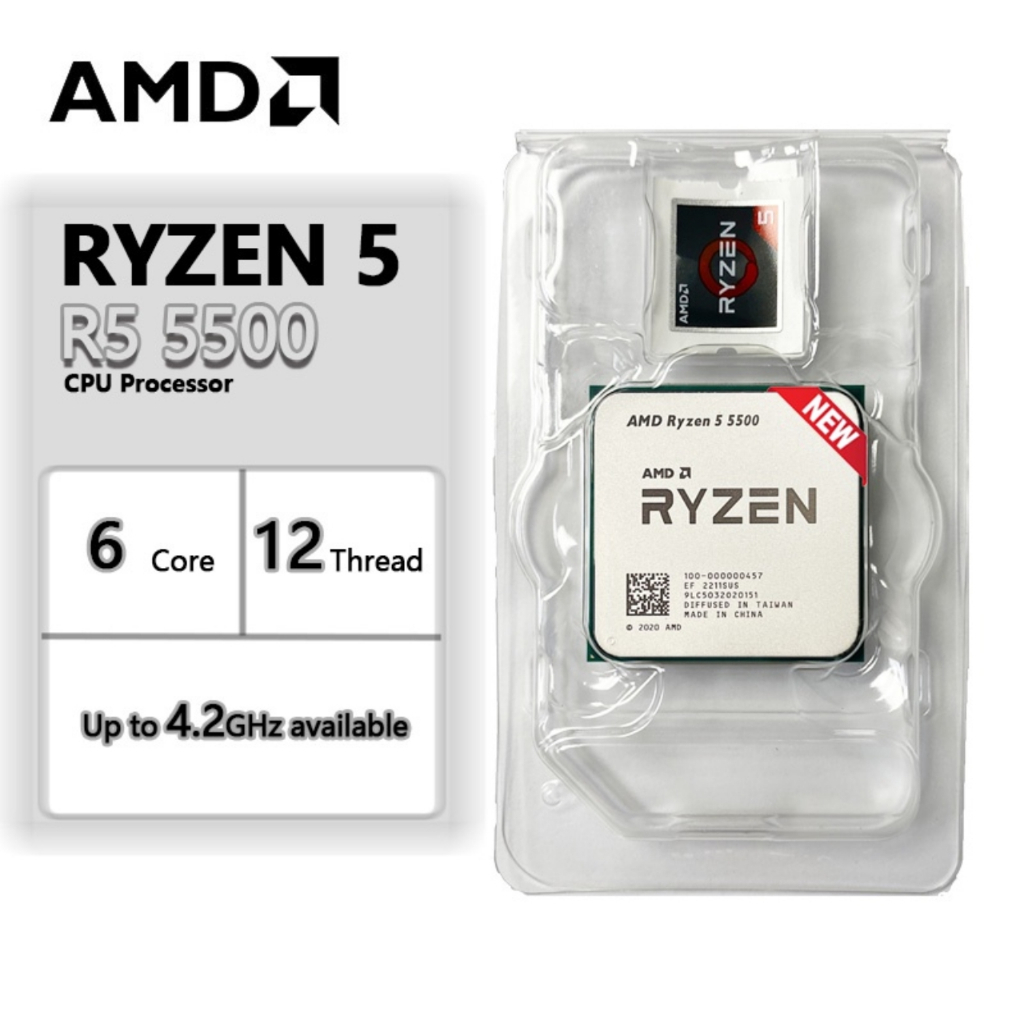 Processador AMD Ryzen 5 5500, 6-Core, 12-Threads, 3.6GHz (4.2GHz Turbo), Cache 19MB, AM4 N
