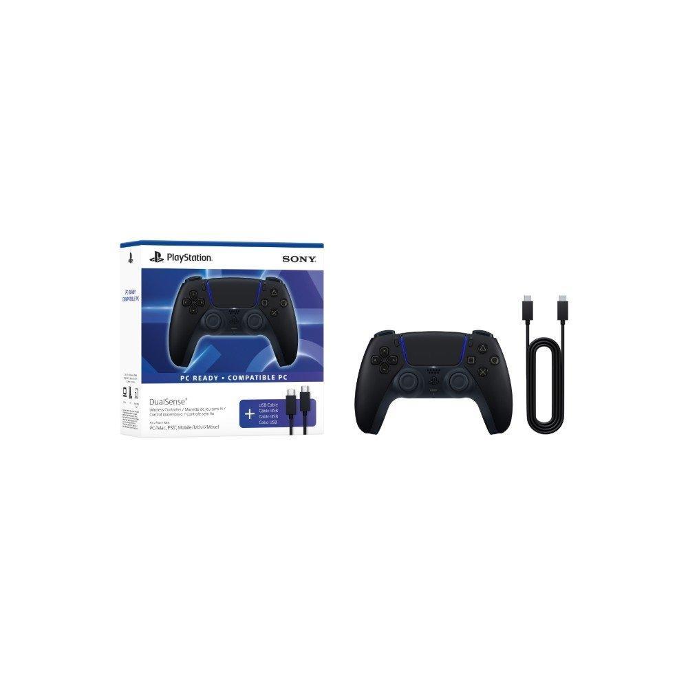Controle Sem Fio Sony DualSense, Bluetooth, PS5 e PC, Incluso Cabo USB, Midnight Black - 1