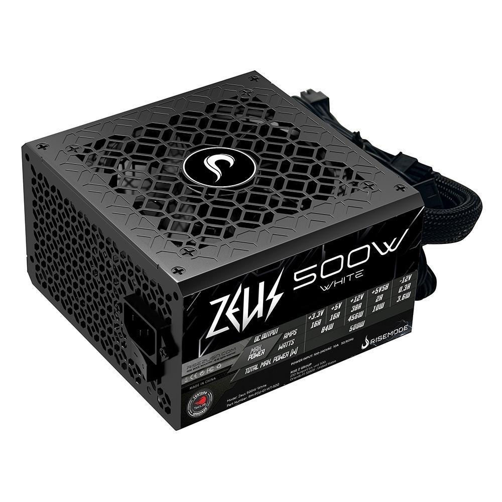 Fonte Gamer Rise Mode Zeus, 500W, PFC Ativo, Preto - RM-PSU-01-WT-500