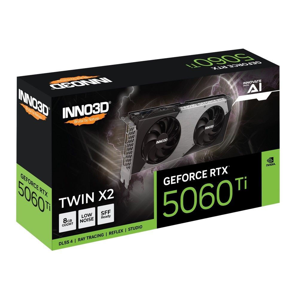 Placa de Video GeForce NVIDIA INNO3D RTX5060TI 8GB TWIN X2 GDDR7 N506T2-08D7-193075N