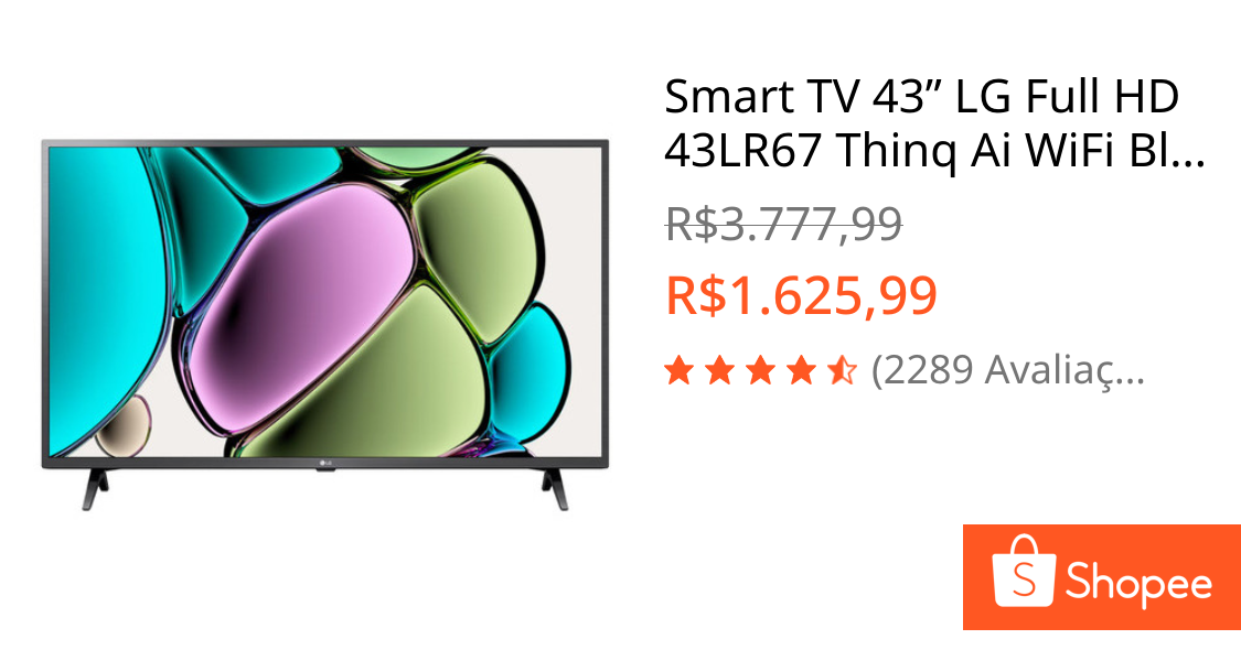 Smart TV 43” LG Full HD Thinq Ai WiFi Bluetooth HDR