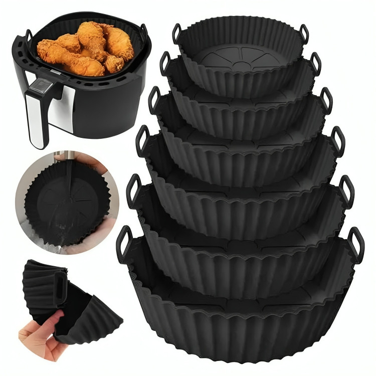 Kit 6 Cesto Em Silicone Antiaderente Air Fryer Reutilizável