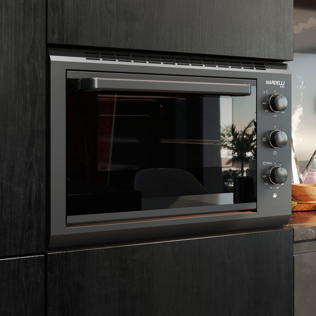 Forno Elétrico de Embutir 50 Litros E50 Preto com Grill e Luz Interna Nardelli 220V