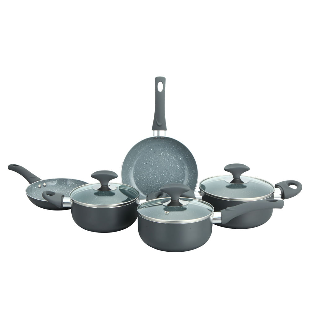 Conjunto 5 Panelas Cerâmica Cazza Tampa de Vidro