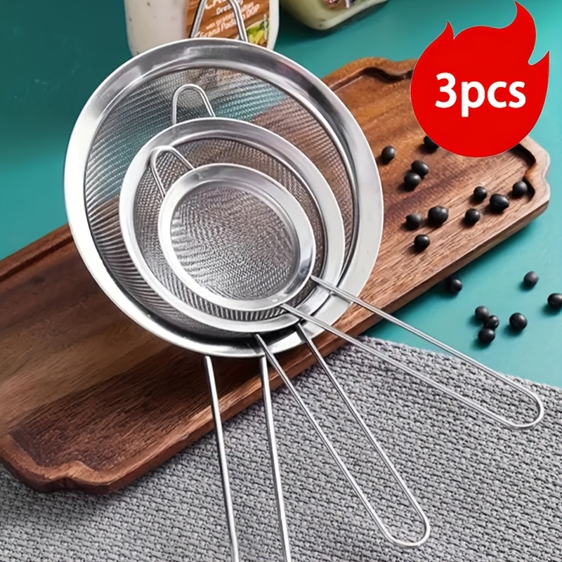 Kit 3 Peneira Coador De Peneiras Aço Inoxidável Para Cozinha