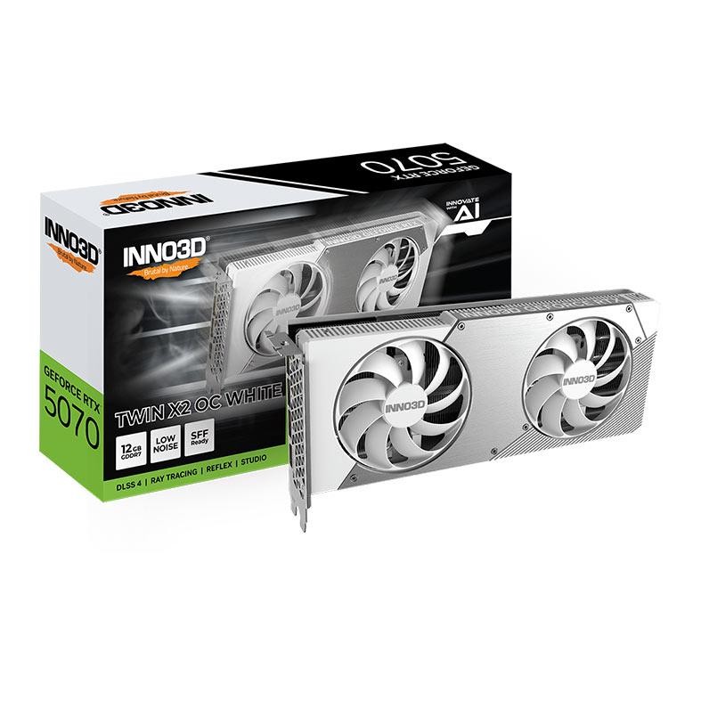 Placa de Video INNO3D GeForce RTX 5070 Twin X2 OC White, 12GB, GDDR7, 192-bit, N50702-12D7