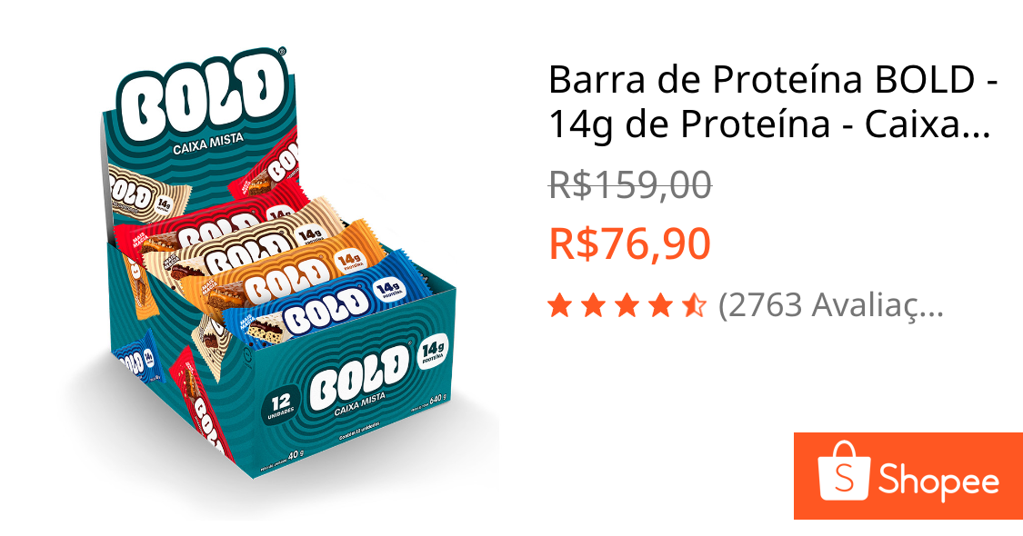 Barra de Proteína BOLD - 14g de Proteína - Caixa Mista com 12 Unidades | 4 Sabores