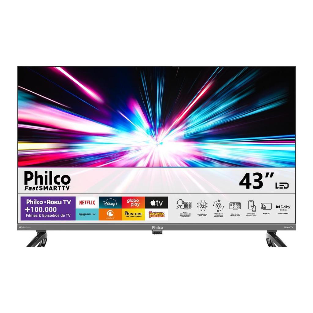Smart TV 43" Philco QLED HDR10 Roku TV