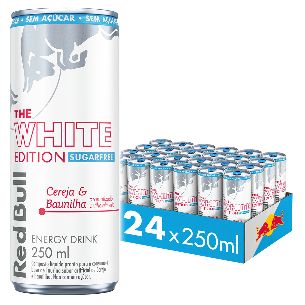 Pack de 24 latas, Red Bull Energético, White Edition, Sem Açúcar, 250ml