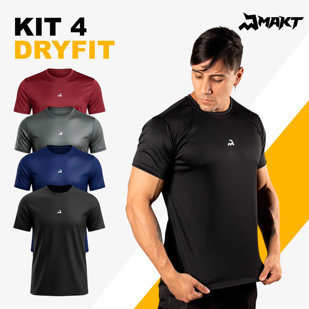 Kit 4 Camiseta Dry Masculina