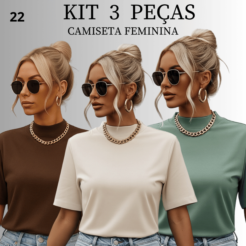 Kit 3 Blusas Feminina T-shirt Oversized