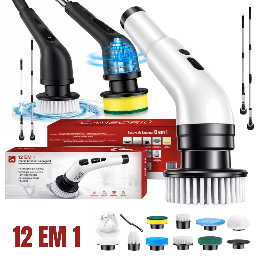 Escova Elétrica Limpeza Kit 12 em 1