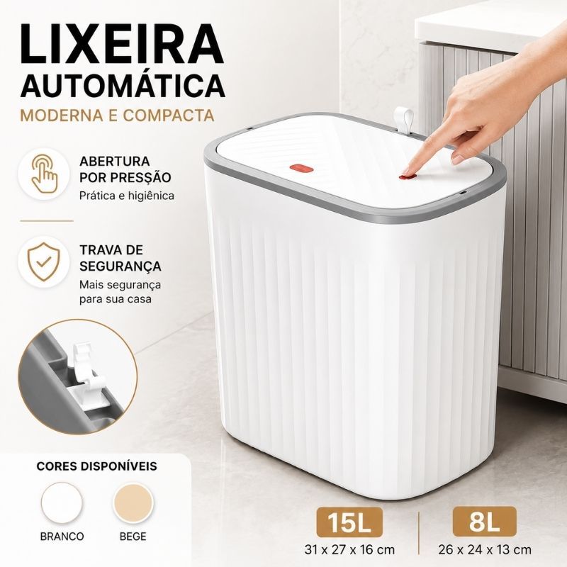 Lixeira Retrátil 8L Tampa Click Antiodor