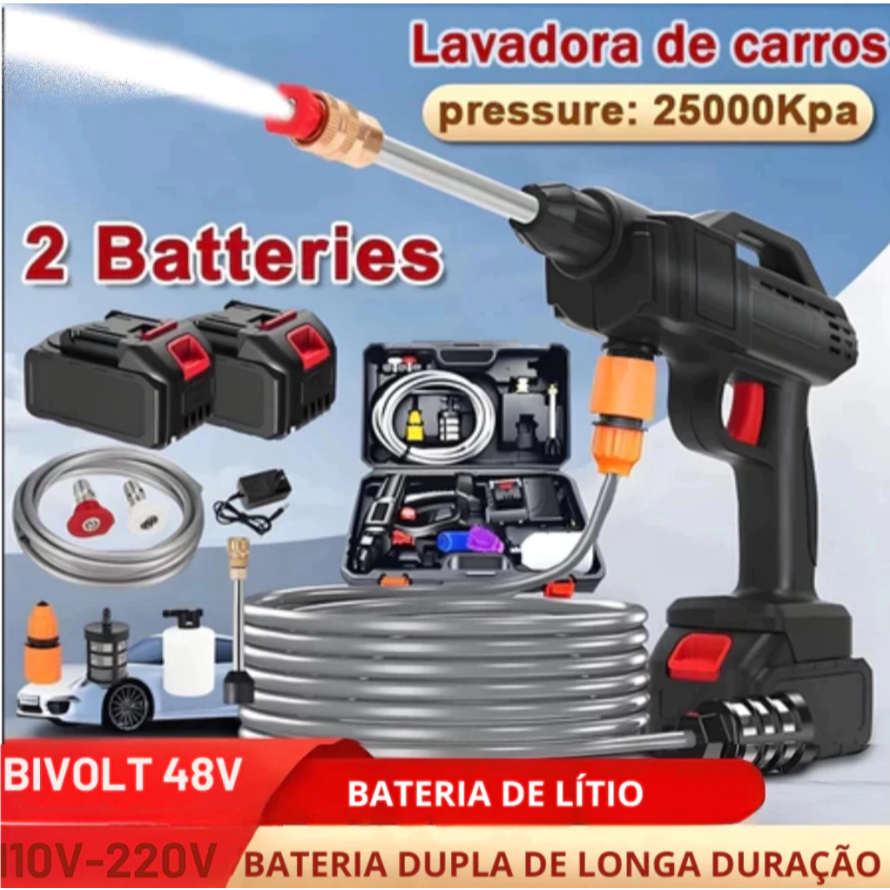 Lavadora de Alta Pressão Portátil Recarregável