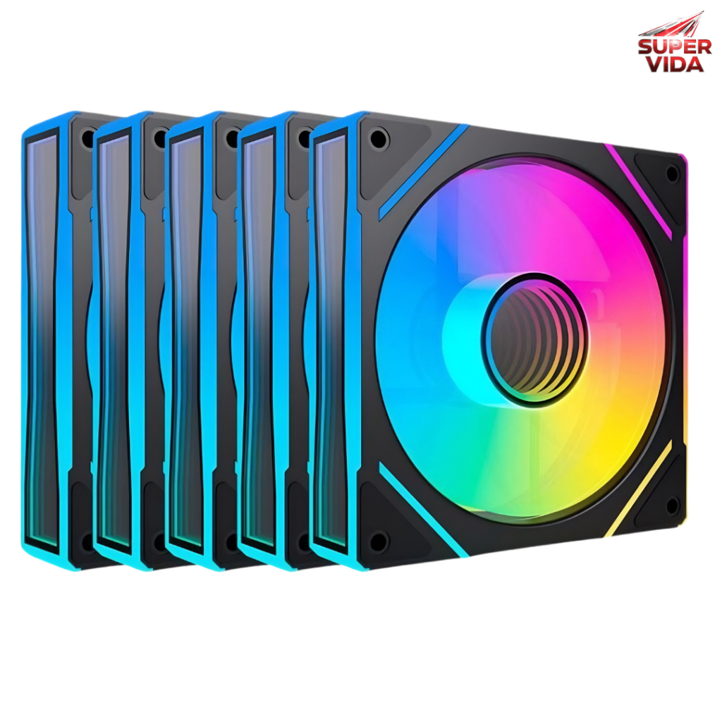 Kit 5 Cooler Fan ARGB 120mm Para Gabinete E CPU 1300 RPM Silencioso Iluminação LED RGB 5V 