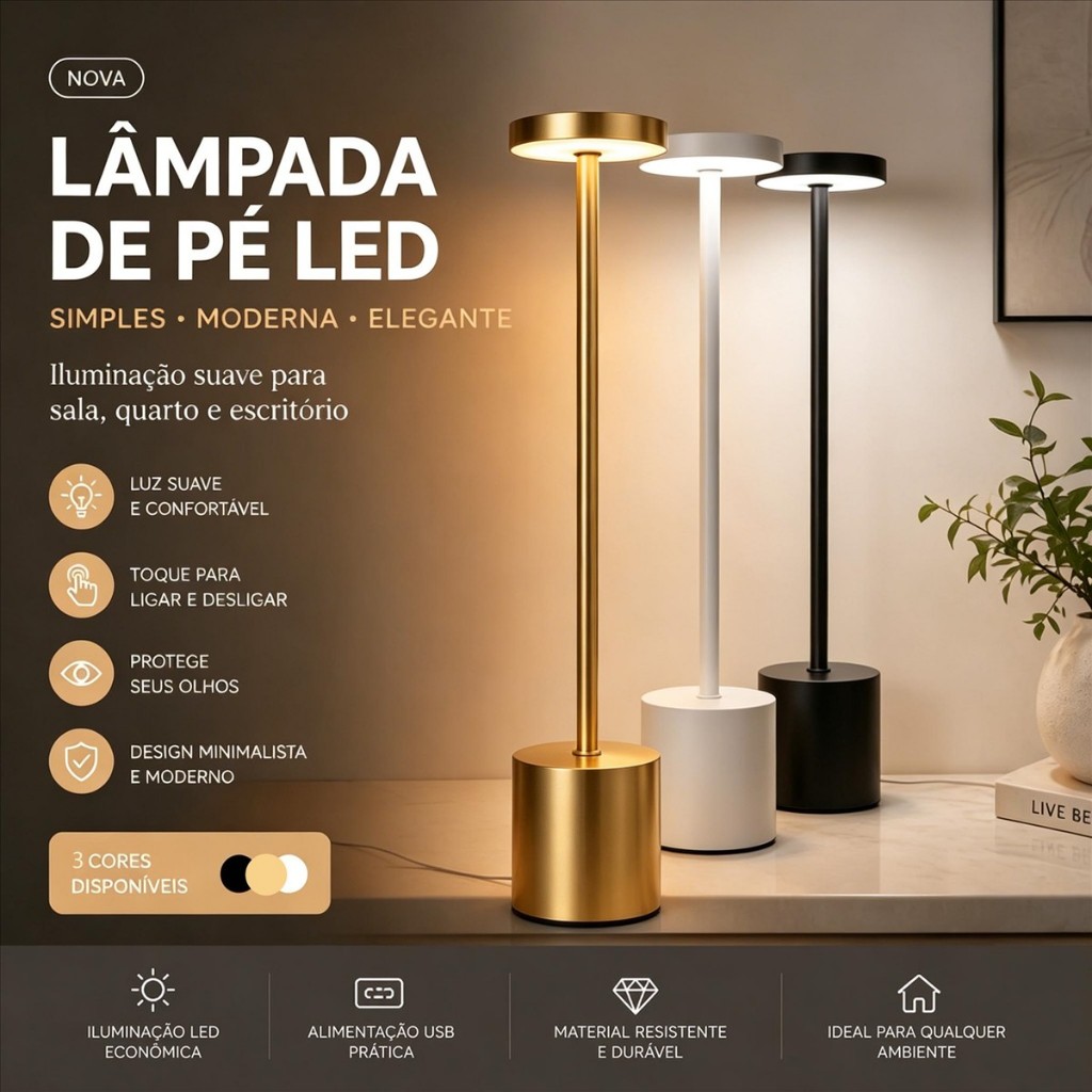 Luminária de Mesa LED 3 em 1!