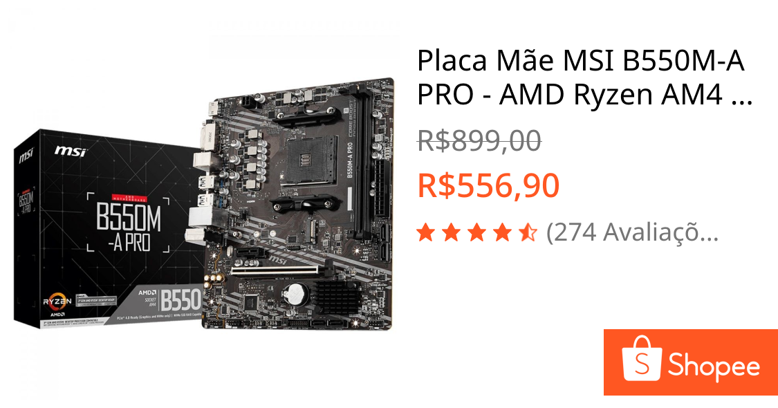 Placa Mãe MSI B550M-A PRO - AMD Ryzen AM4 - DDR4 - Matx - M.2 - Hdmi/dvi
