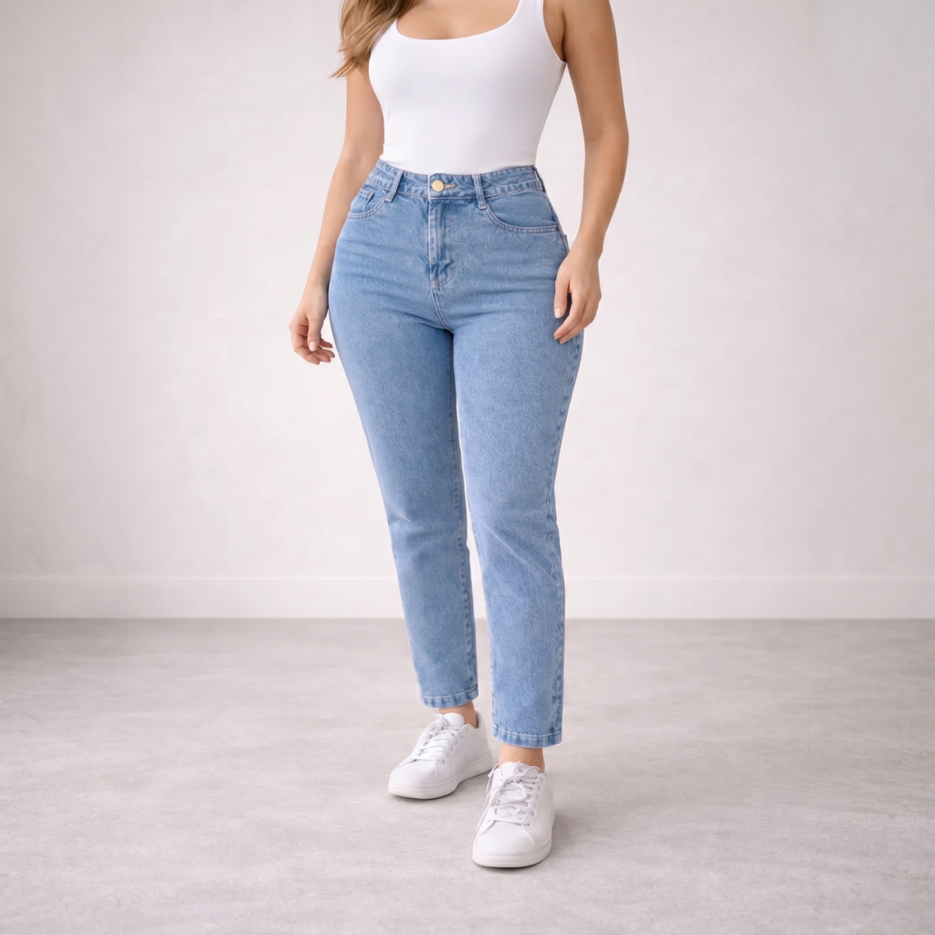 Calça Mom Jeans Cintura Alta Feminina