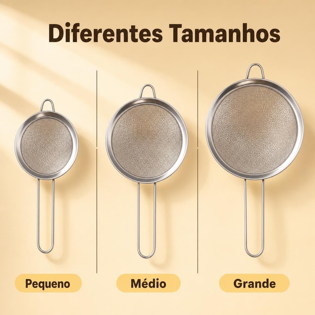 Kit 3 Peneira De Aço Inoxidável Para Cozinha