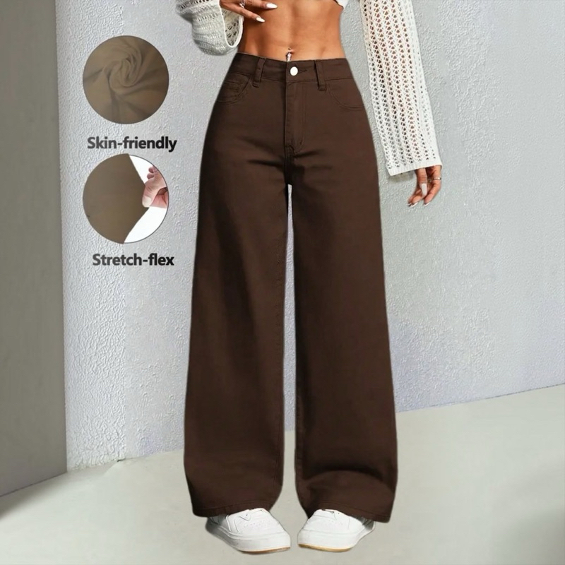 Calça jeans wide leg feminina