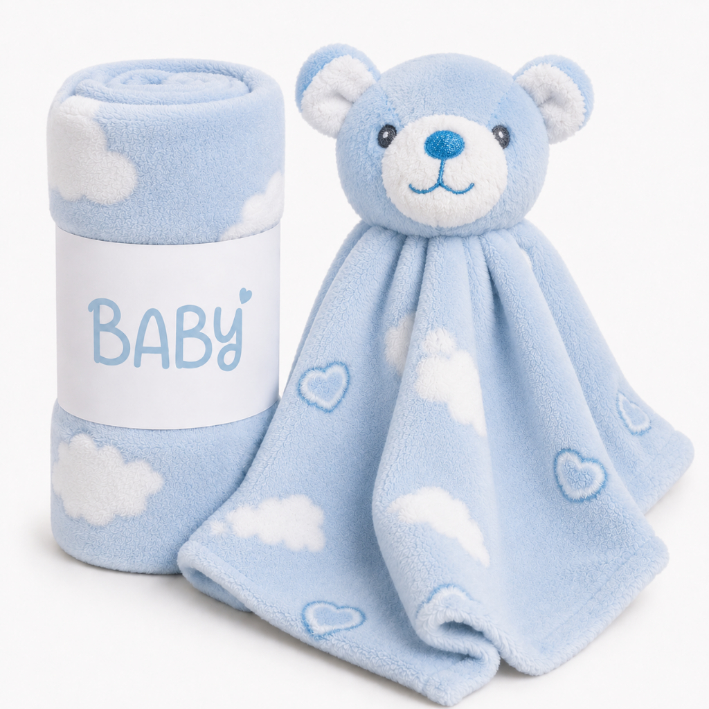 Manta + Naninha Bebê Fleece Toque Super Macio Antialérgica (Duas cores)