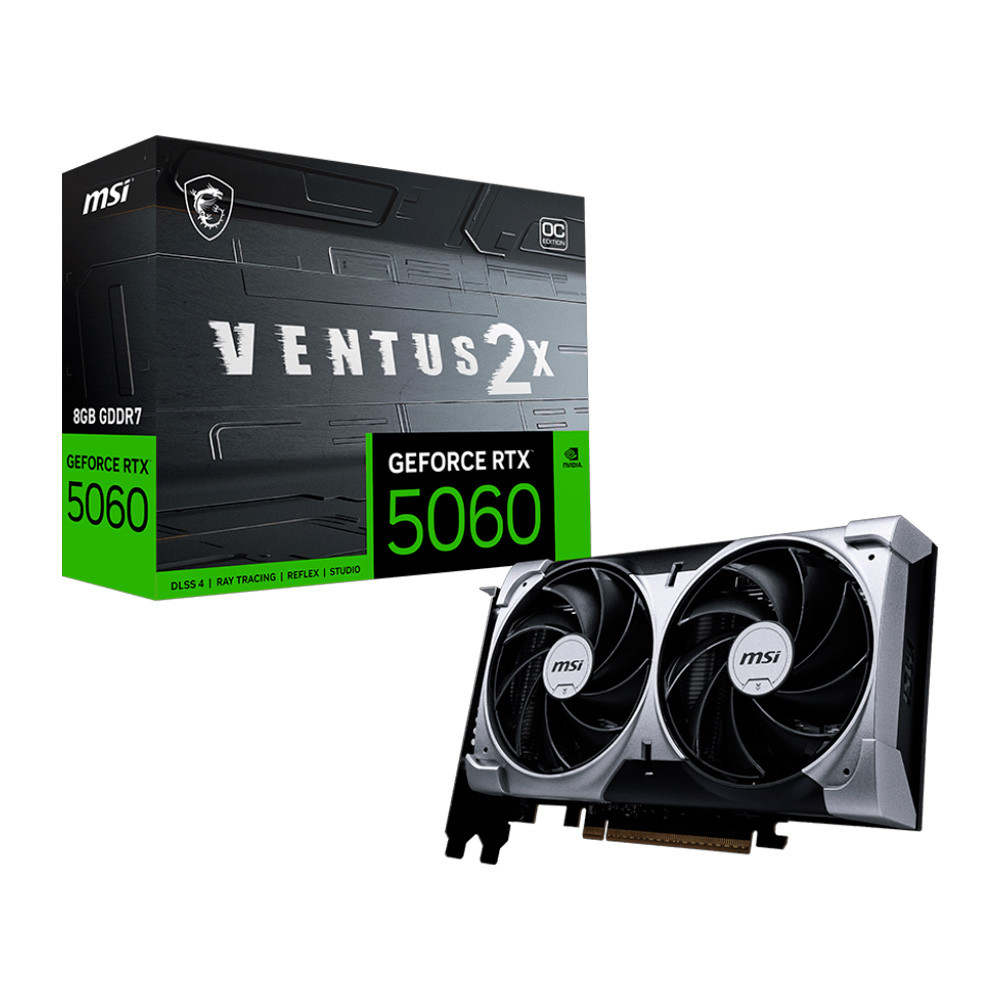 Placa de Vídeo MSI NVIDIA GeForce RTX 5060 VENTUS 2X OC, 8GB, GDDR7, 128 Bits - 912-V537-0