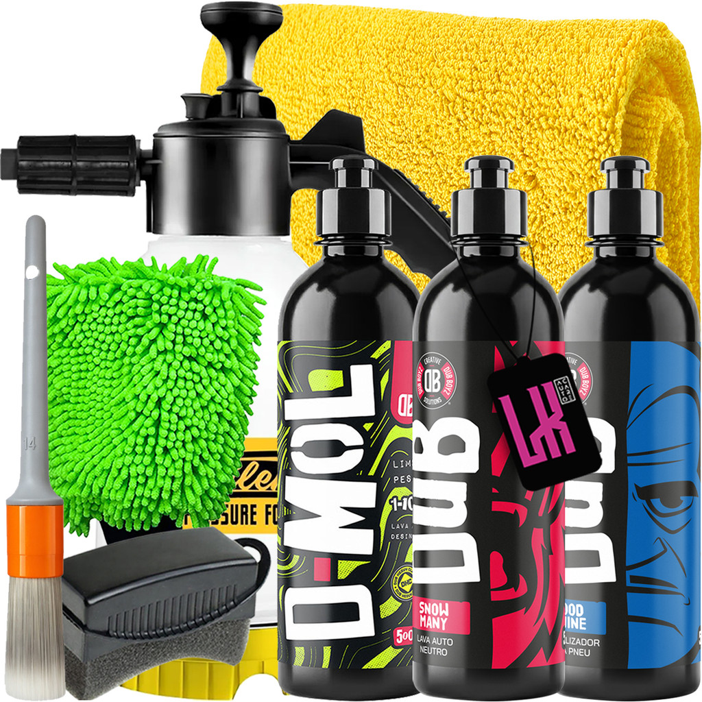 Kit Completo Lavar Carro Rapido Pulverizador 2l Espuma Shampoo Pre Lavagem Neutro Snow Man